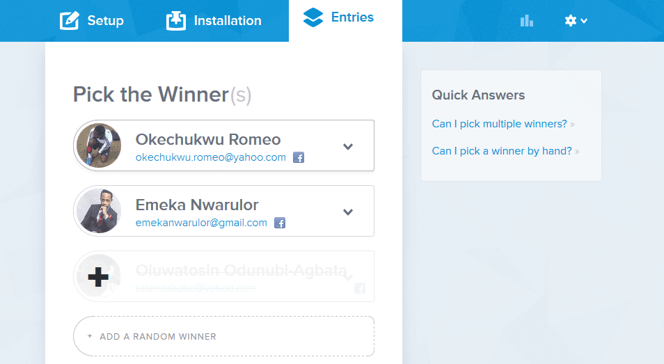 winners of our september giveaway