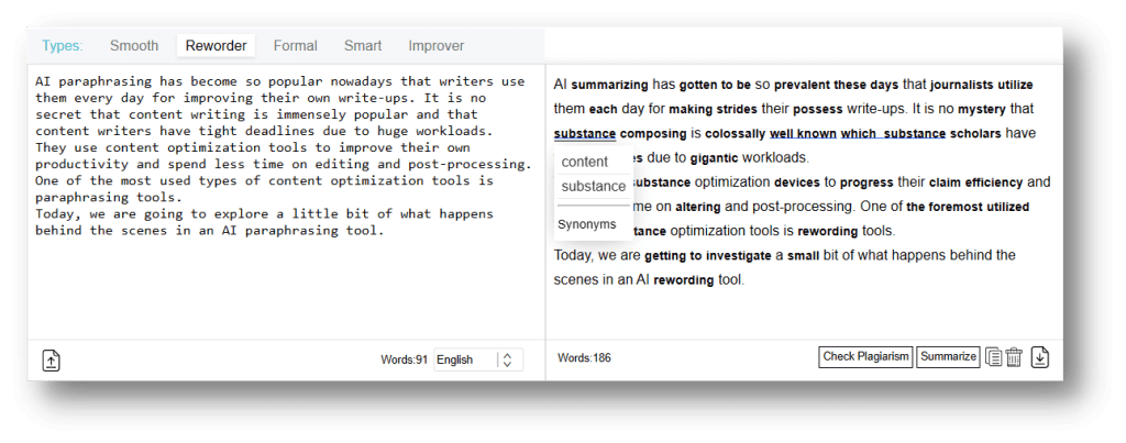 What Machine Learning Technologies works in AI Paraphrasing? ML4