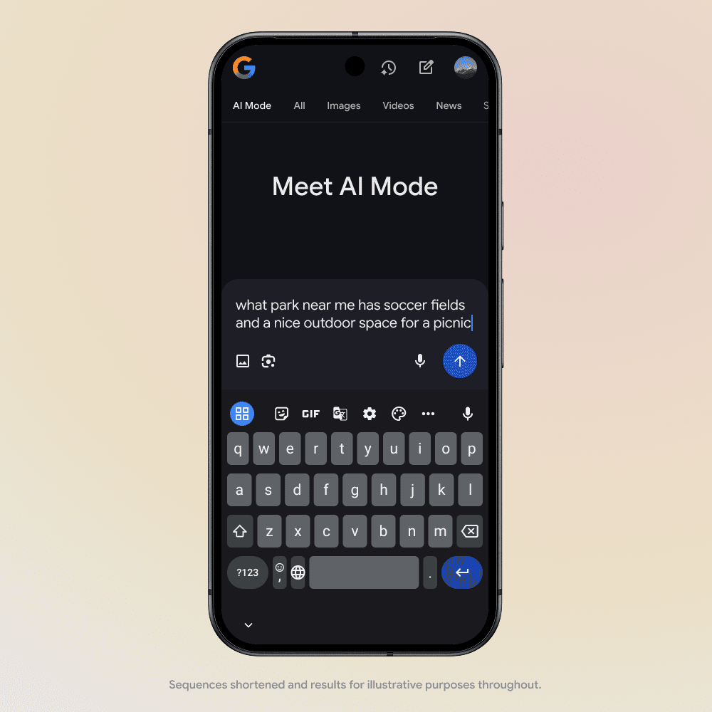 Google Launches AI Mode in Search for a More Comprehensive and Intuitive Experience To Users AIM Park Mobile DM Typing Frame2